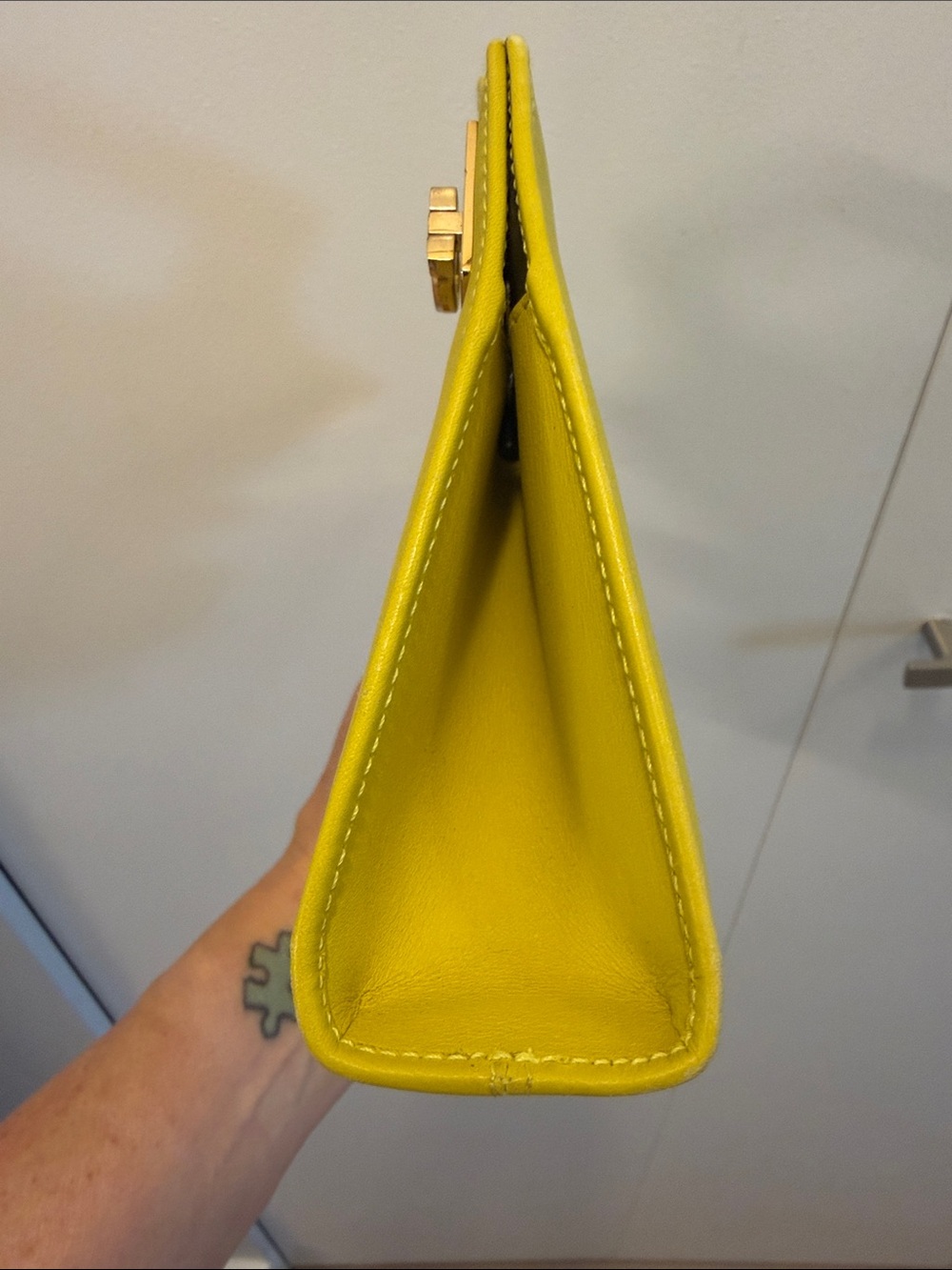 Salvatore Ferragamo Yellow Mini Top-Handle Bag with Gold Hardware - Picture 7 of 10